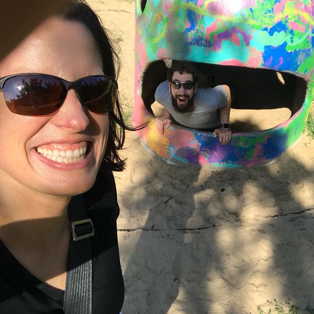 I got eaten by the rainbow whale on our honeymoon 😅 . #nickigoessteady